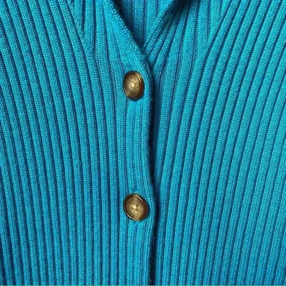L.L. Bean Teal Ribbed Women's Cardigan - Picture 12 of 12